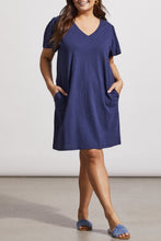 Load image into Gallery viewer, Size Inclusive Jet Blue Flutter Sleeve Dress
