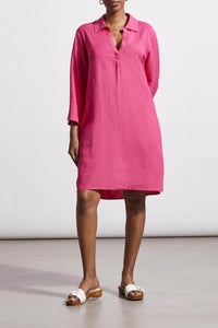 Raspberry Linen 3/4 Sleeve Dress