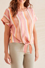 Load image into Gallery viewer, Muted Clay Striped Dolman Knot Front Top
