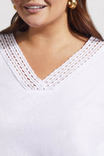 Load image into Gallery viewer, Size Inclusive White Crochet V-Neck Tee
