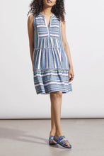 Load image into Gallery viewer, Blue Sea Striped Tiered Dress
