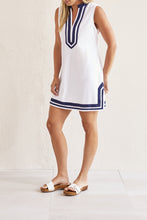 Load image into Gallery viewer, White/Navy Terry Cloth Cover Up
